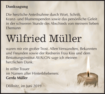 Traueranzeige von Wilfried Müller von Mitteldeutsche Zeitung Halle/Saalkreis