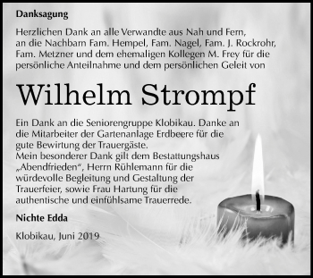 Traueranzeige von Wilhelm Strompf von Mitteldeutsche Zeitung