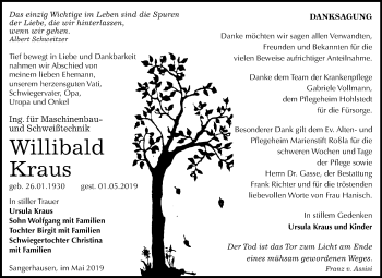 Traueranzeige von Willibald Kraus von Mitteldeutsche Zeitung Sangerhausen
