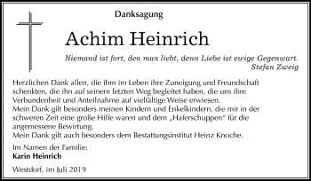 Traueranzeige von Achim Heinrich von Super Sonntag Aschersleben