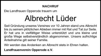 Traueranzeige von Albrecht Lüder von Mitteldeutsche Zeitung Quedlinburg