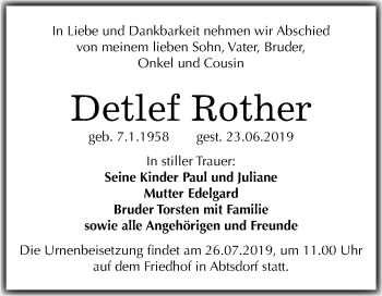 Traueranzeige von Detlef Rother von Mitteldeutsche Zeitung Wittenberg