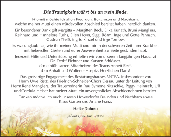 Traueranzeige von Die Traurigkeit währt bis an mein Ende  von Mitteldeutsche Zeitung Bitterfeld