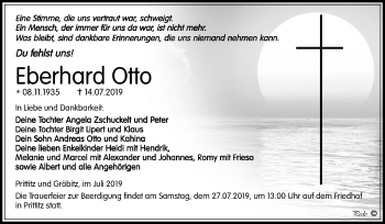 Traueranzeige von Eberhard Otto von Wochenspiegel Weißenfels