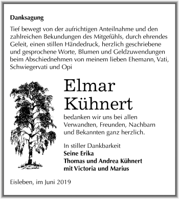 Traueranzeige von Elmar Kühnert von Wochenspiegel Mansfelder Land