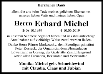 Traueranzeige von Erhard Michel von Mitteldeutsche Zeitung Wittenberg