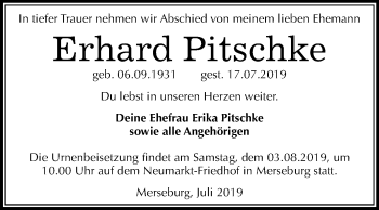 Traueranzeige von Erhard Pitschke von Mitteldeutsche Zeitung Merseburg/Querfurt