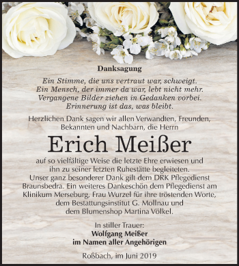Traueranzeige von Erich Meißer von Super Sonntag Merseburg/Querfurt