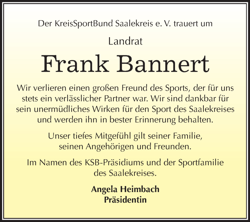  Traueranzeige für Frank Bannert vom 20.07.2019 aus Super Sonntag Merseburg/Querfurt