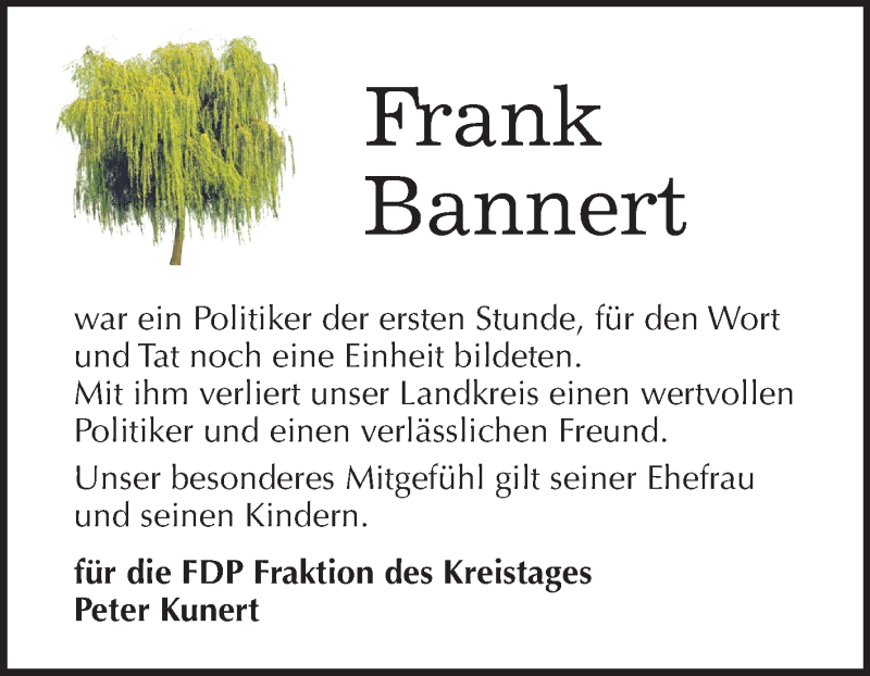  Traueranzeige für Frank Bannert vom 13.07.2019 aus Mitteldeutsche Zeitung Merseburg/Querfurt