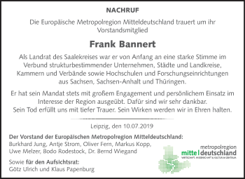 Traueranzeige von Frank Bannert von Mitteldeutsche Zeitung 