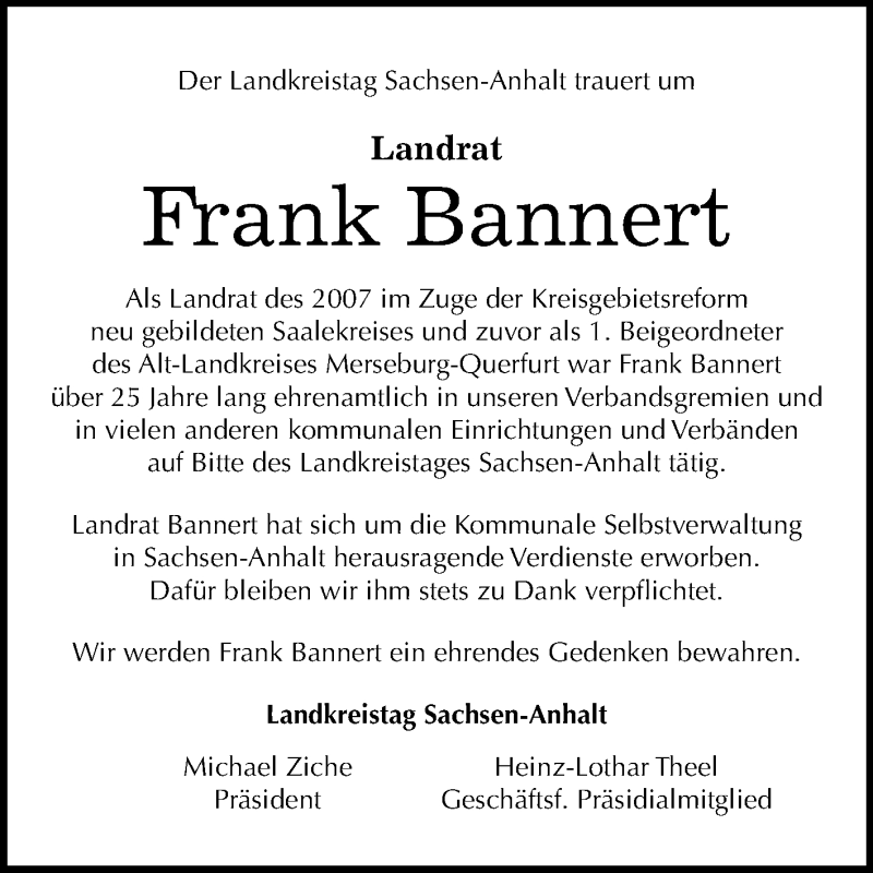  Traueranzeige für Frank Bannert vom 13.07.2019 aus Mitteldeutsche Zeitung Halle/Saalkreis / Merseburg/Querfurt