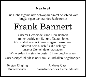Traueranzeige von Frank Bannert von Mitteldeutsche Zeitung Merseburg/Querfurt
