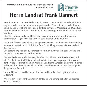 Traueranzeige von Frank Bannert von Mitteldeutsche Zeitung Merseburg/Querfurt
