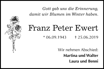 Traueranzeige von Franz Peter Ewert von Mitteldeutsche Zeitung Halle/Saalkreis