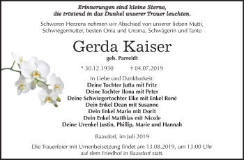 Traueranzeige von Gerda Kaiser von Super Sonntag Köthen