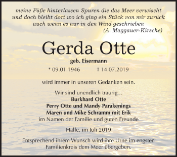Traueranzeige von Gerda Otte von Mitteldeutsche Zeitung Halle/Saalkreis