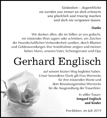 Traueranzeige von Gerhard Englisch von Mitteldeutsche Zeitung Aschersleben