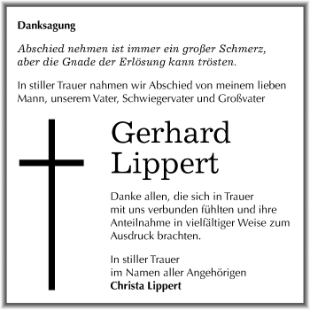 Traueranzeige von Gerhard Lippert von Mitteldeutsche Zeitung Wittenberg