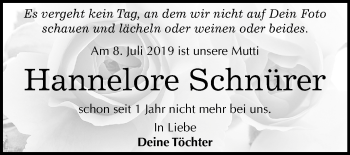 Traueranzeige von Hannelore Schnürer von Mitteldeutsche Zeitung Mansfelder Land