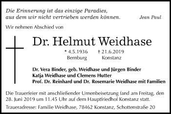 Traueranzeige von Helmut Weidhase von Mitteldeutsche Zeitung Bernburg