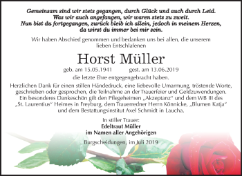 Traueranzeige von Horst Müller von Wochenspiegel Naumburg/Nebra