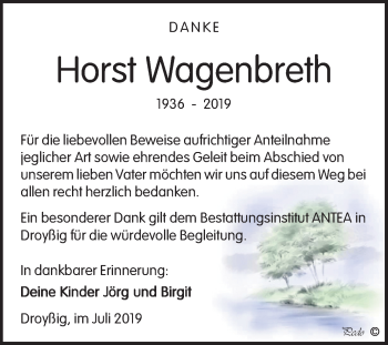 Traueranzeige von Horst Wagenbreth von Mitteldeutsche Zeitung Zeitz