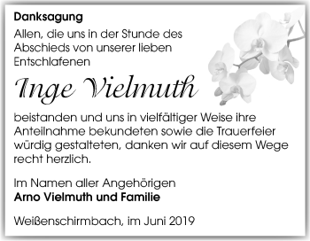 Traueranzeige von Inge Vielmuth von Mitteldeutsche Zeitung Merseburg/Querfurt