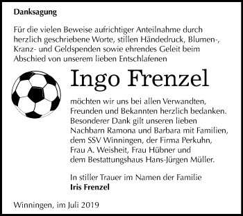 Traueranzeige von Ingo Frenzel von Mitteldeutsche Zeitung Aschersleben