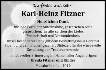 Traueranzeige von Karl-Heinz Fitzner von Mitteldeutsche Zeitung Quedlinburg