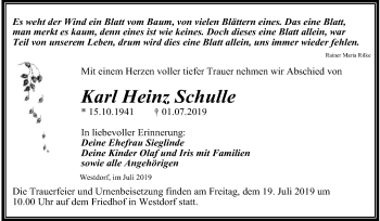 Traueranzeige von Karl Heinz Schulle von Super Sonntag Aschersleben