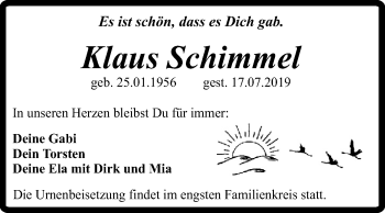 Traueranzeige von Klaus Schimmel von Super Sonntag Quedlinburg
