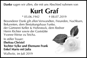 Traueranzeige von Kurt Graf von Mitteldeutsche Zeitung Halle/Saalkreis