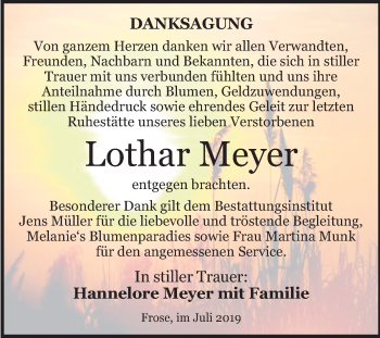 Traueranzeige von Lothar Meyer von Mitteldeutsche Zeitung Aschersleben