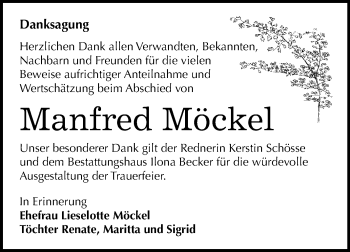 Traueranzeige von Manfred Möckel von Mitteldeutsche Zeitung Sangerhausen