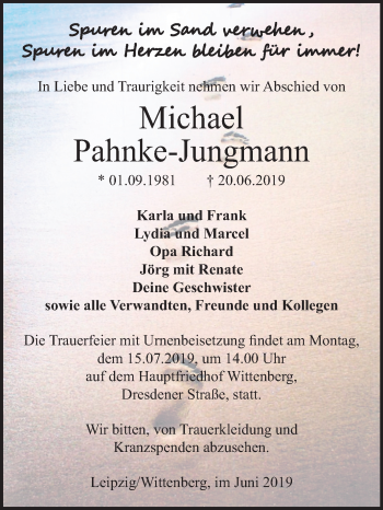 Traueranzeige von Michael Pahnke-Jungmann von Super Sonntag Wittenberg
