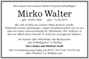 Traueranzeige von Mirko Walter von Mitteldeutsche Zeitung Dessau-Roßlau