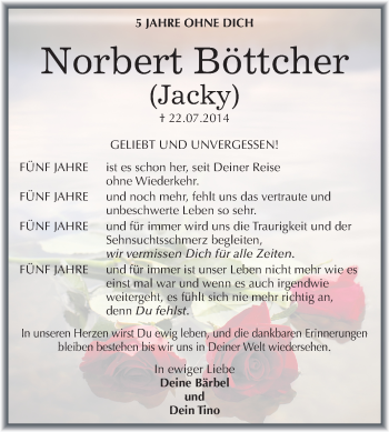 Traueranzeige von Norbert Böttcher von Mitteldeutsche Zeitung Merseburg/Querfurt