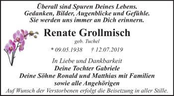 Traueranzeige von Renate Grollmisch von Super Sonntag Dessau-Roßlau
