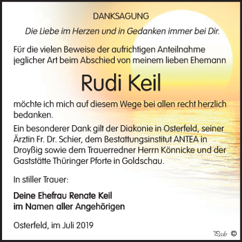 Traueranzeige von Rudi Keil von Mitteldeutsche Zeitung Zeitz