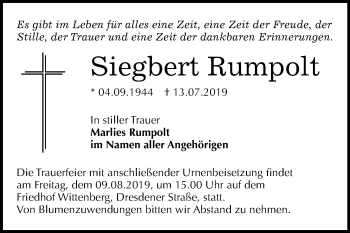 Traueranzeige von Siegbert Rumpolt von Mitteldeutsche Zeitung Wittenberg