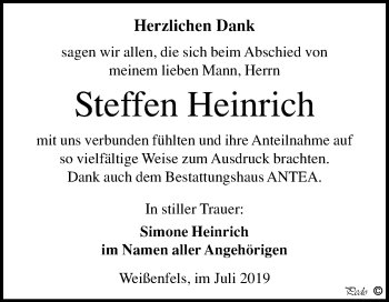 Traueranzeige von Steffen Heinrich von Wochenspiegel Weißenfels