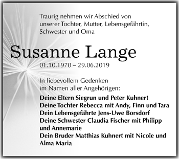 Traueranzeige von Susanne Lange von Mitteldeutsche Zeitung Wittenberg