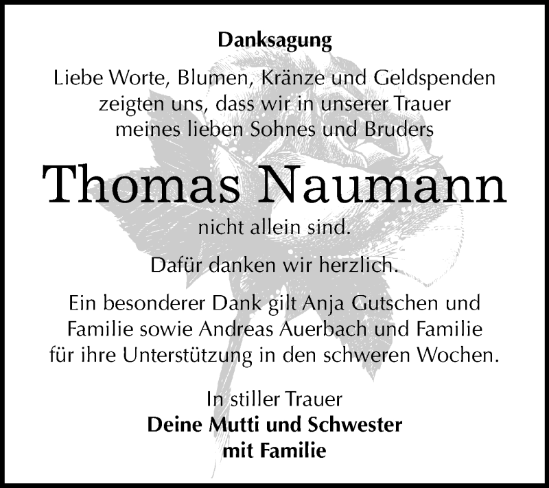  Traueranzeige für Thomas Naumann vom 13.07.2019 aus Mitteldeutsche Zeitung Köthen