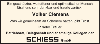 Traueranzeige von Volker Clemens von Super Sonntag Aschersleben