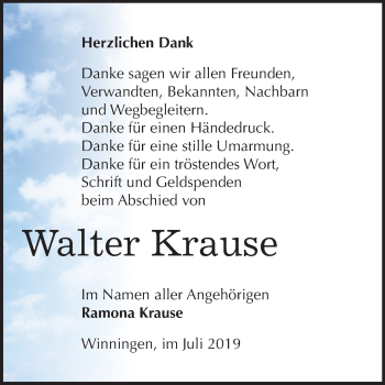 Traueranzeige von Walter Krause von Mitteldeutsche Zeitung Aschersleben