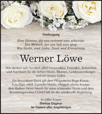 Traueranzeige von Werner Löwe von Mitteldeutsche Zeitung Weißenfels