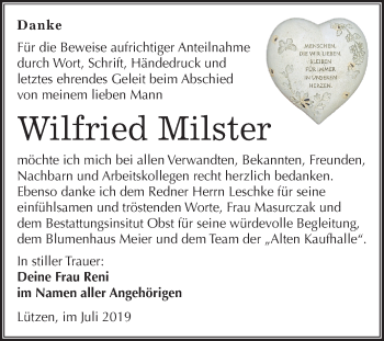 Traueranzeige von Wilfried Milster von Mitteldeutsche Zeitung Weißenfels
