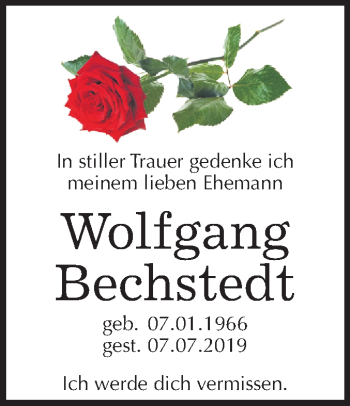 Traueranzeige von Wolfgang Bechstedt von Wochenspiegel Weißenfels