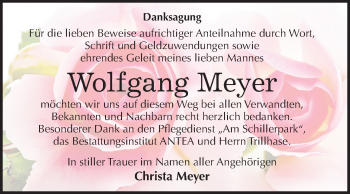 Traueranzeige von Wolfgang Meyer von Mitteldeutsche Zeitung Dessau-Roßlau